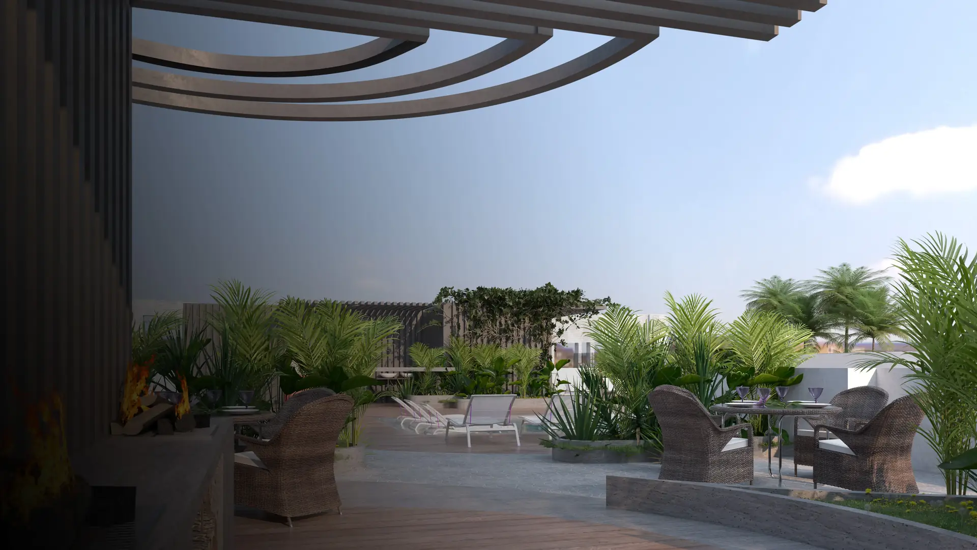 Dubai luxury residence interior and skyline